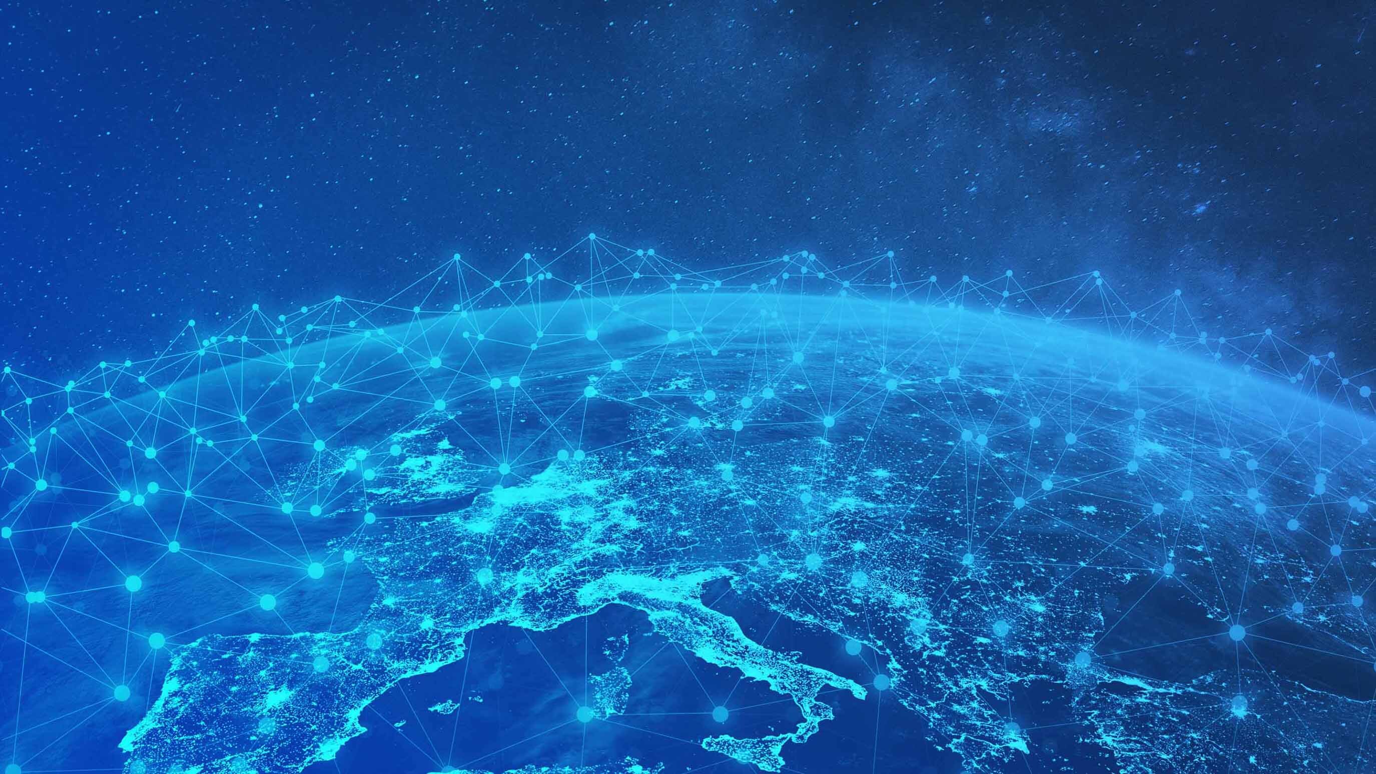 Picture of earth from space with a blue filter