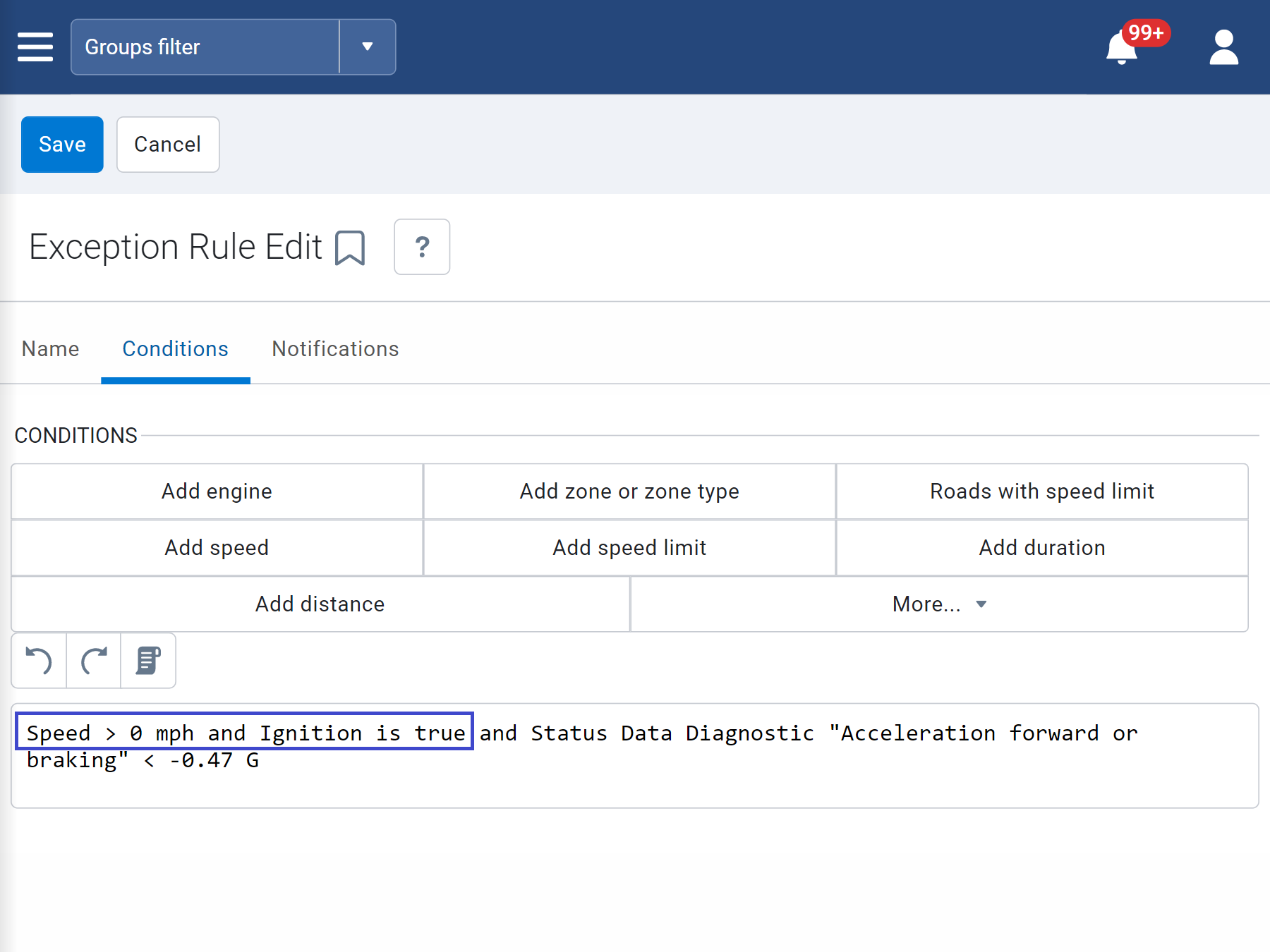 New conditions for Accelerometer rules
