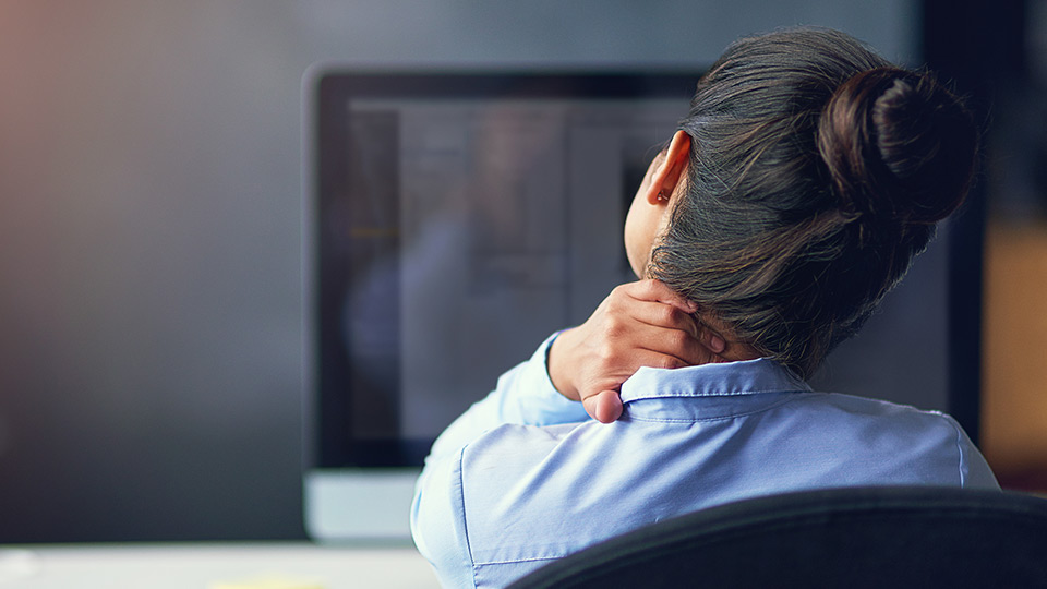 Women tired working on a screen