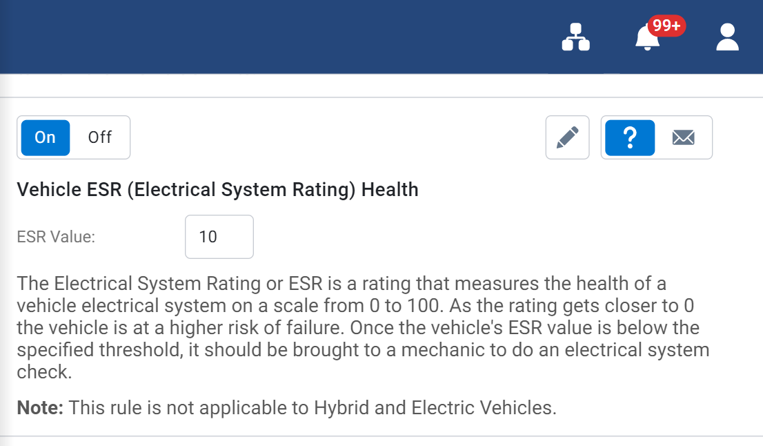 A screenshot of ESR rule