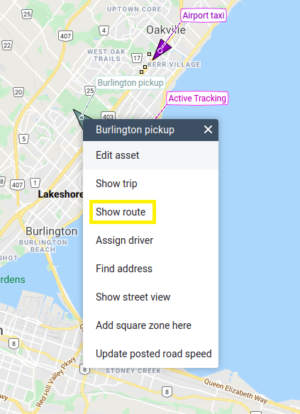 A screenshot of show route