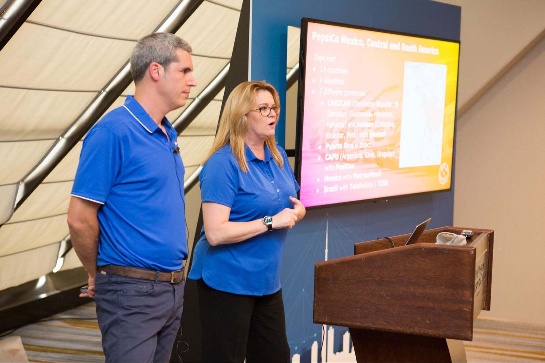 Stephanie Voelker speaking at Geotab Connect.