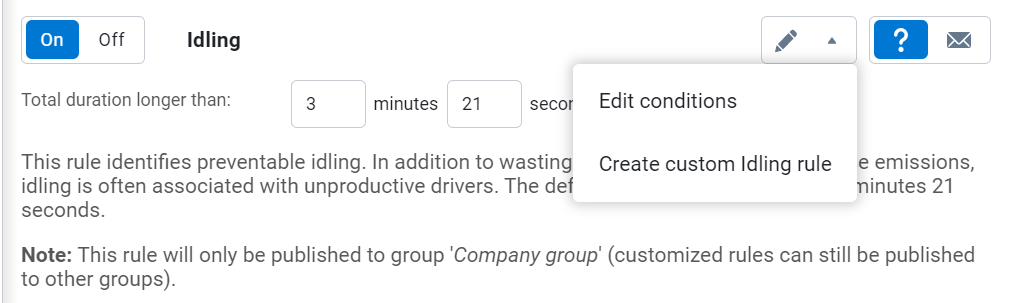 Idling - Edit conditions