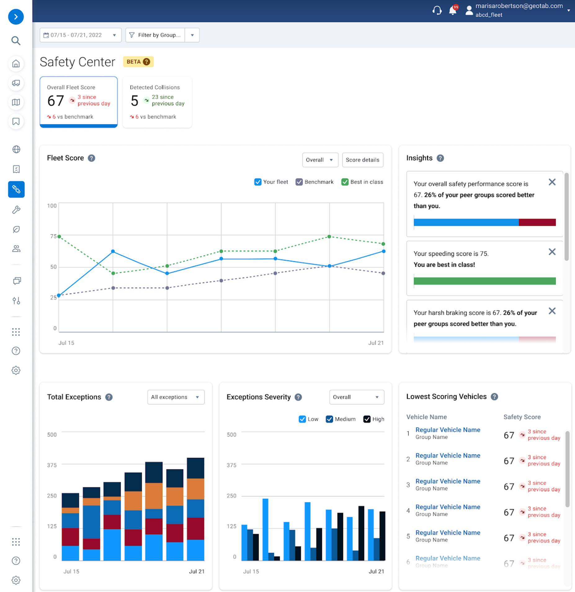 Safety centre screenshot