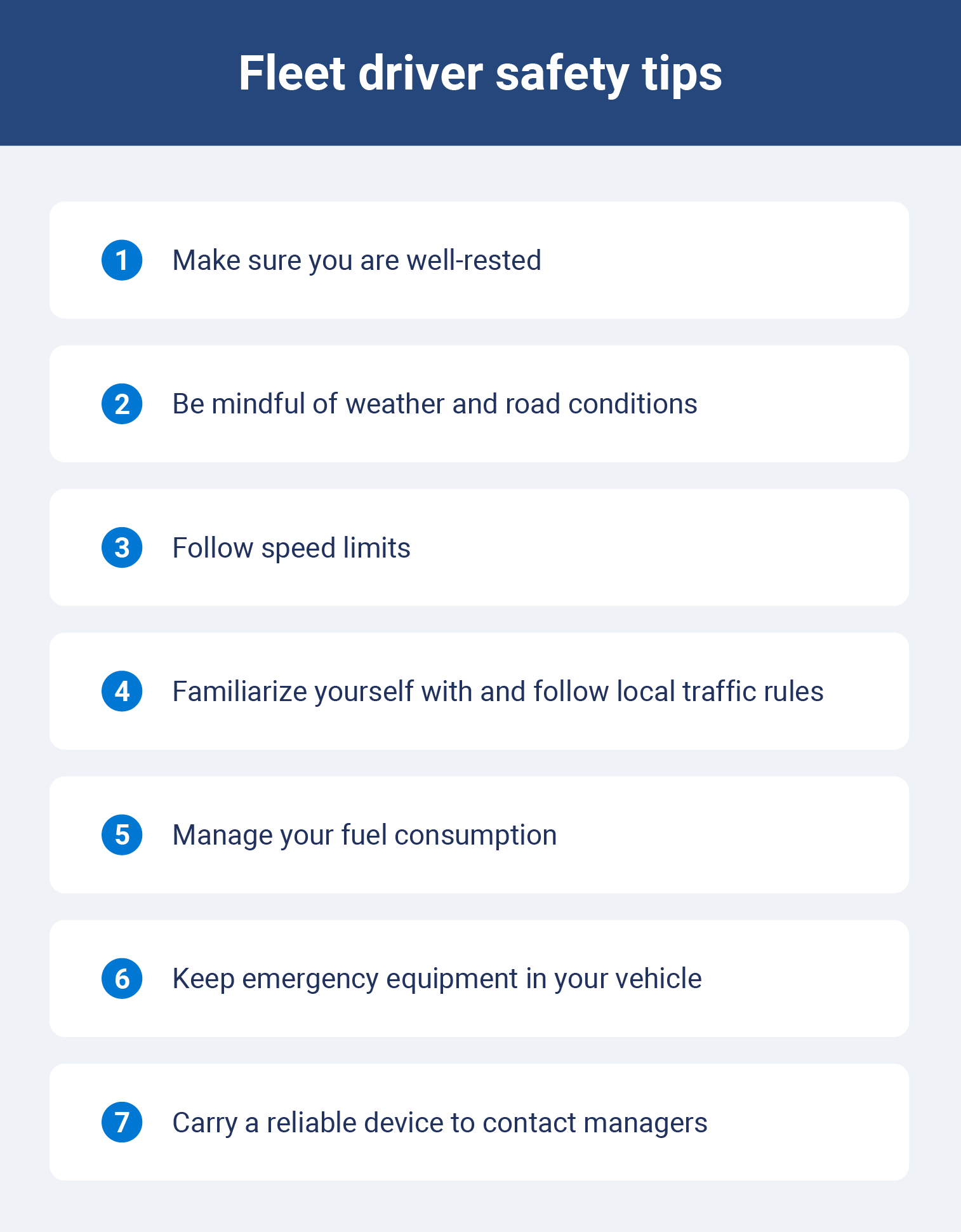 graphic providing safety tips for fleet drivers.