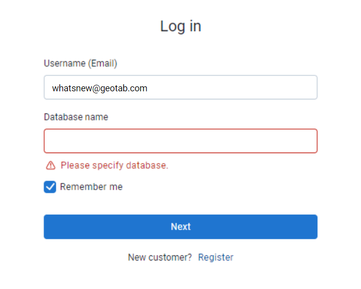 Specify database when logging in