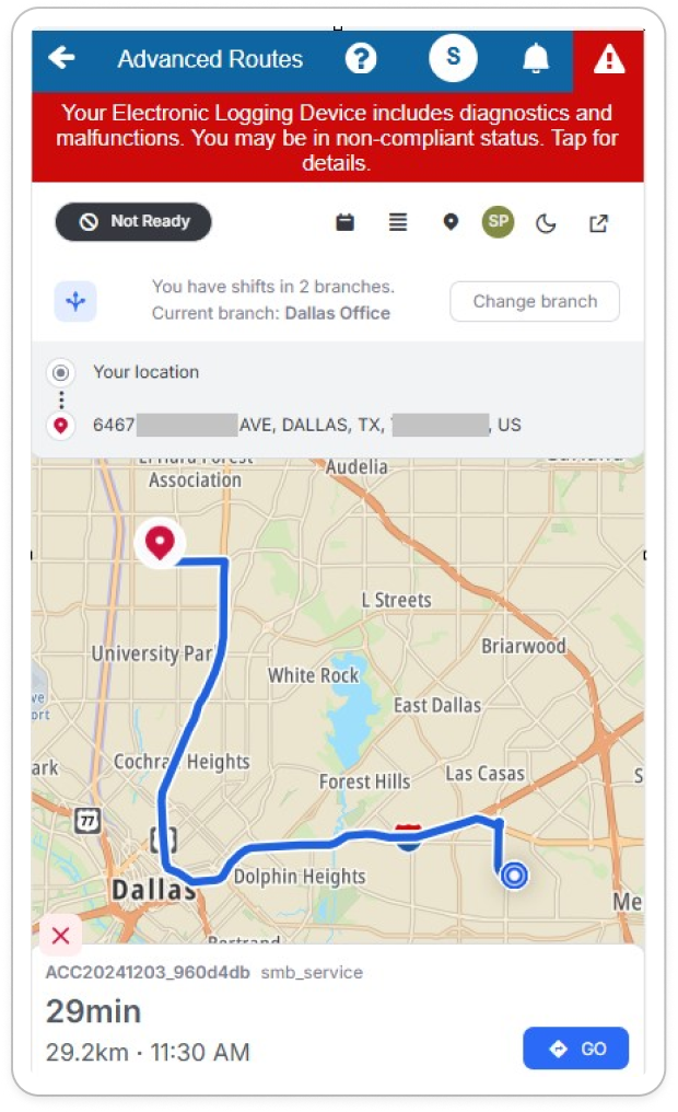 Navigate routes in Geotab Drive