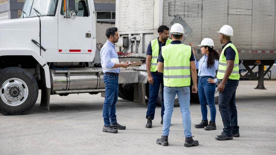 safety workers talking to each other