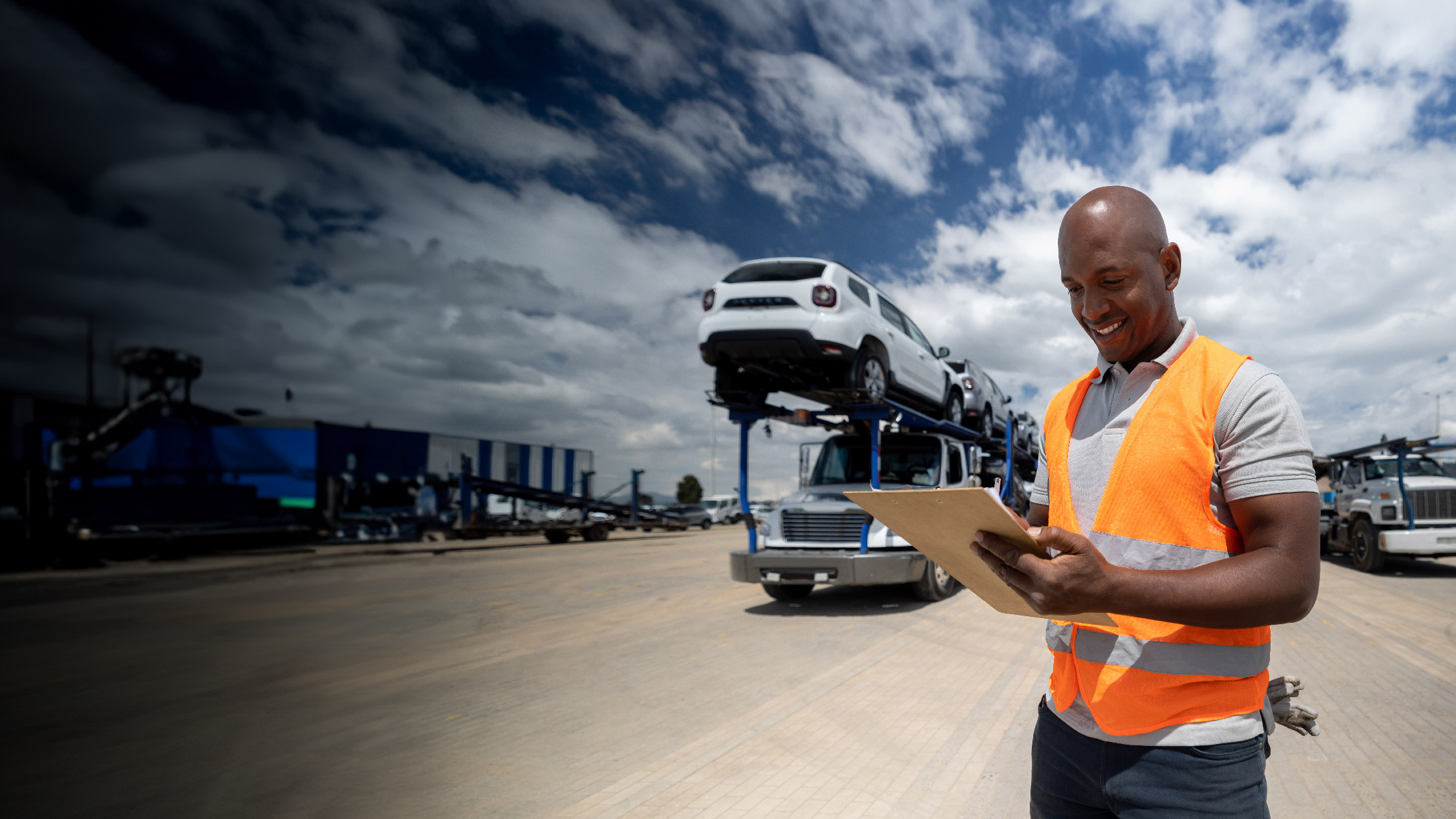 driver looking at data