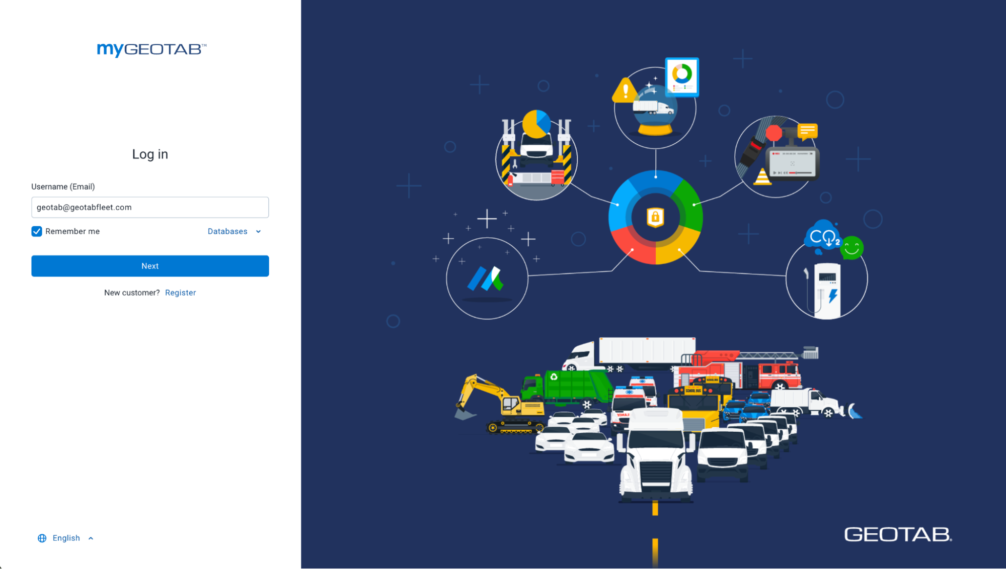 New MyGeotab login page