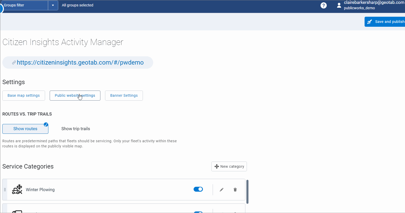 Examples of the Citizen Insights Admin configuration process: