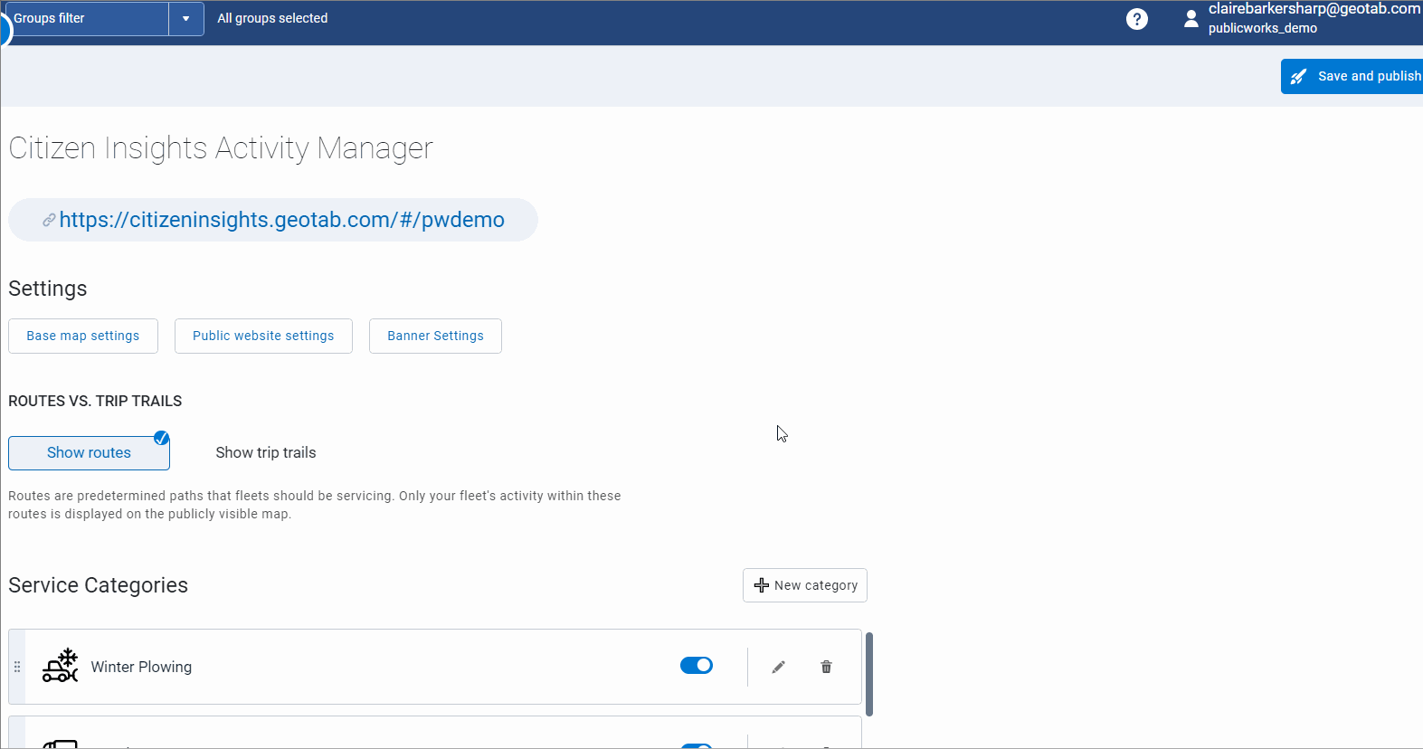 Examples of the Citizen Insights Admin configuration process: