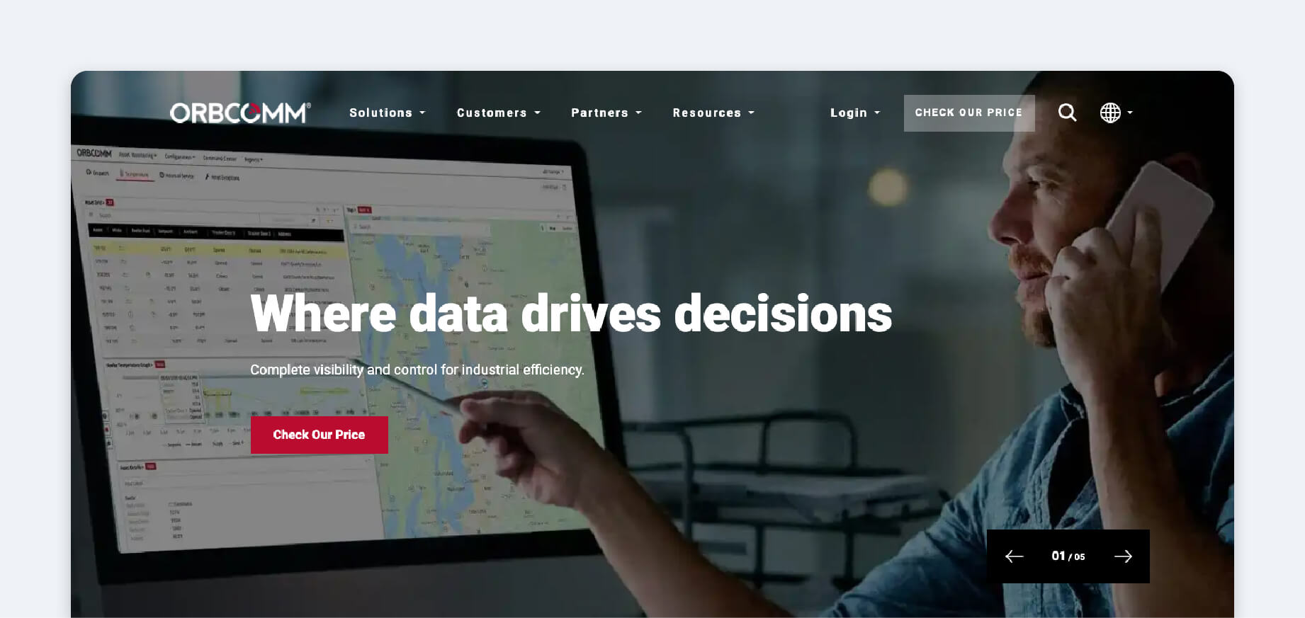 A screenshot of ORBCOMM.