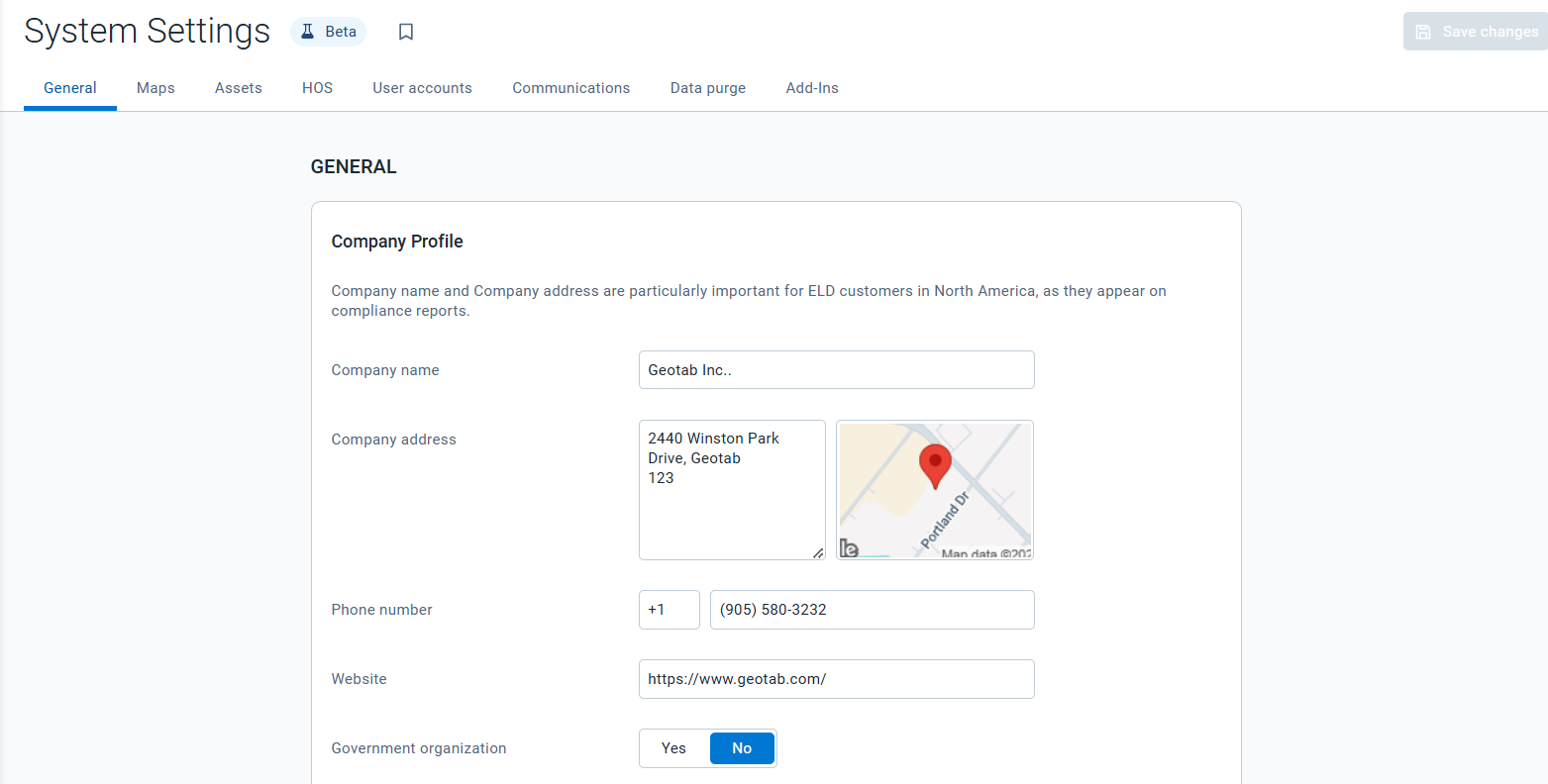 System Settings page overview