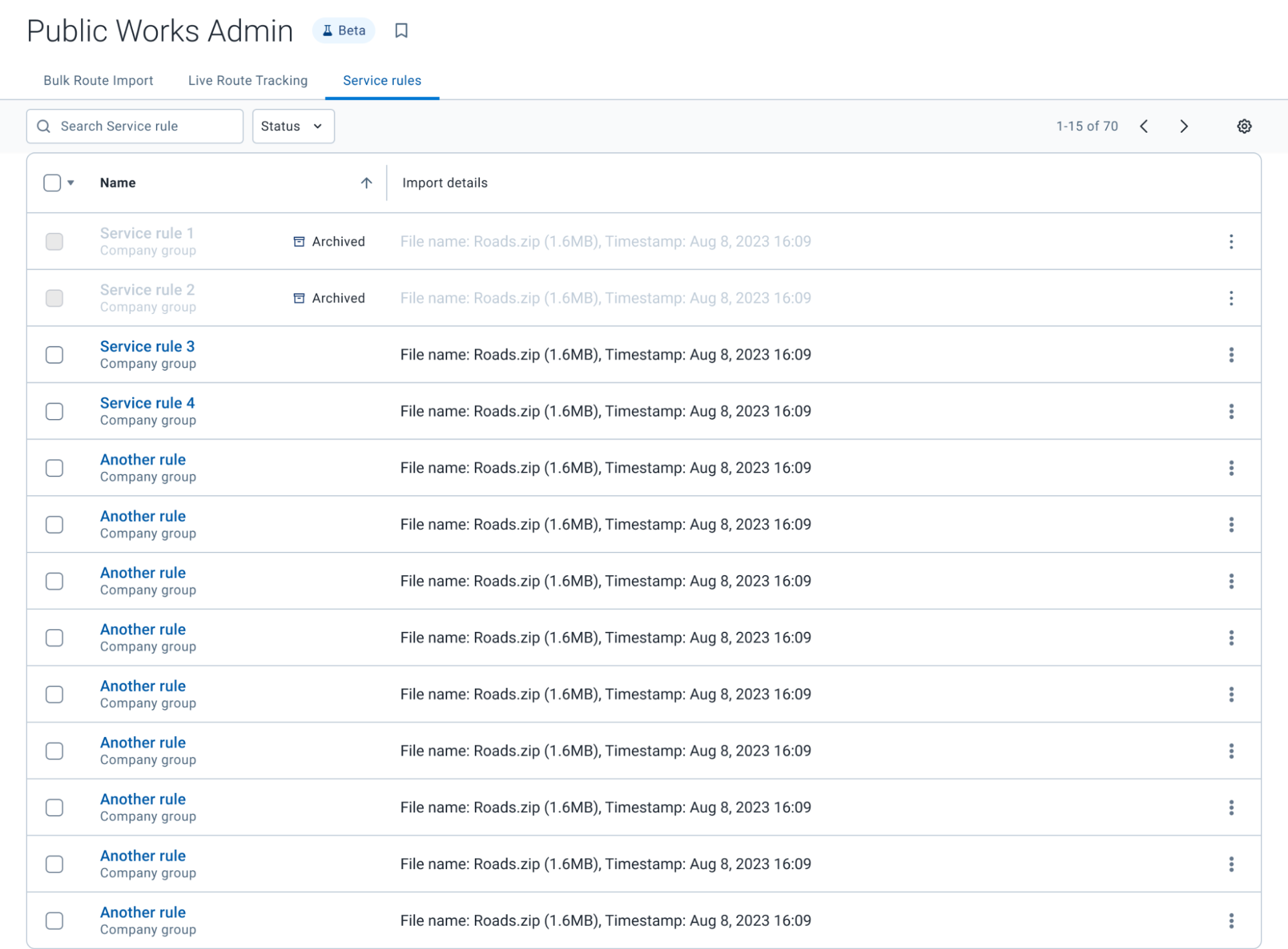 Public works admin menu