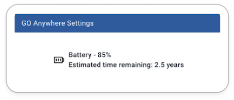 Battery state of charge in GO Anywhere settings
