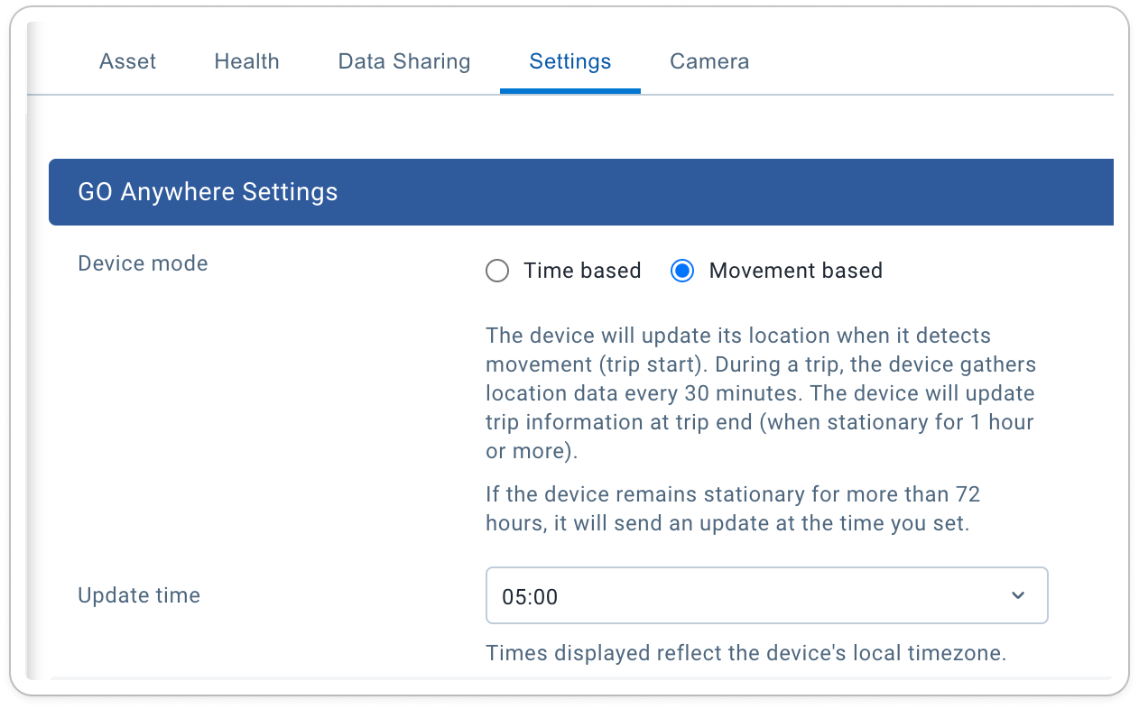 GO Anywhere settings