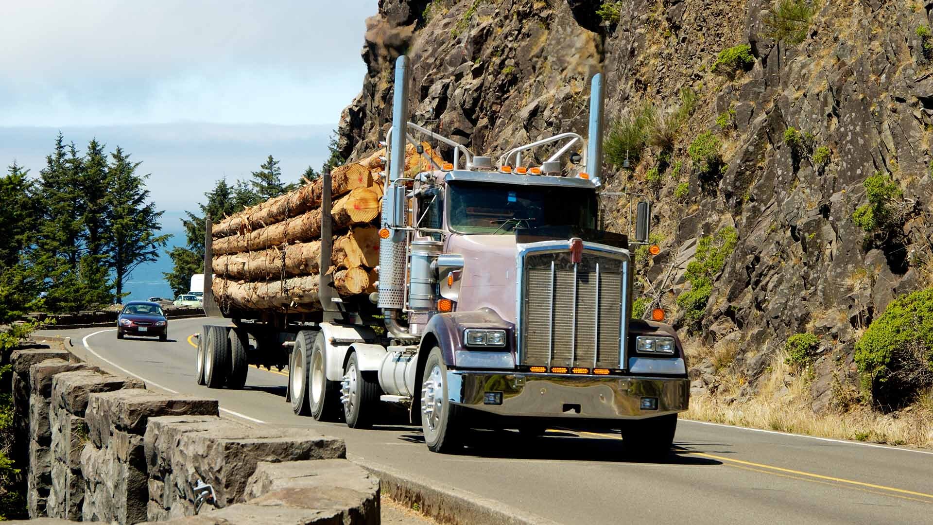 large truck driving on mountain