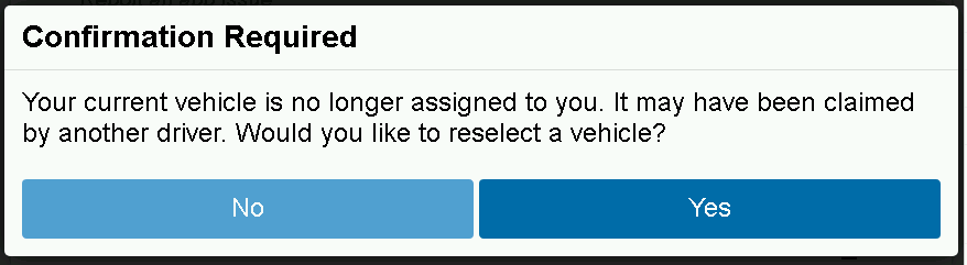 Confirmation required screen