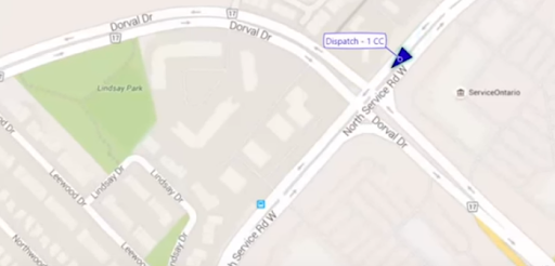 Active tracking view of vehicle crossing a major intersection