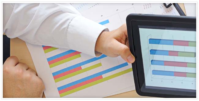 Charts on paper and tablet