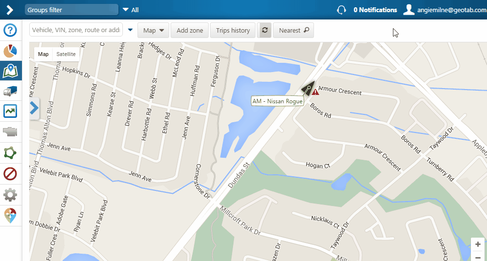 Lock view on live map.