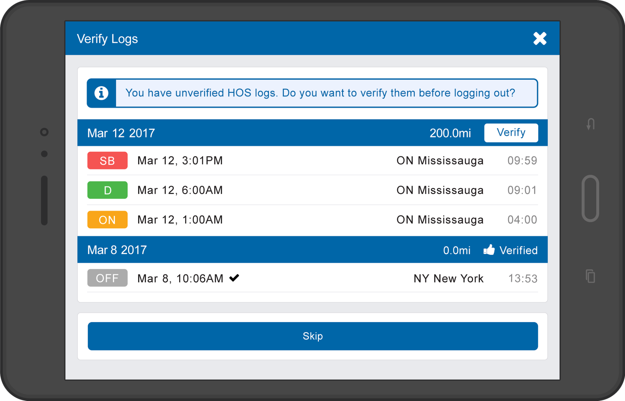 verify logs in geotab drive