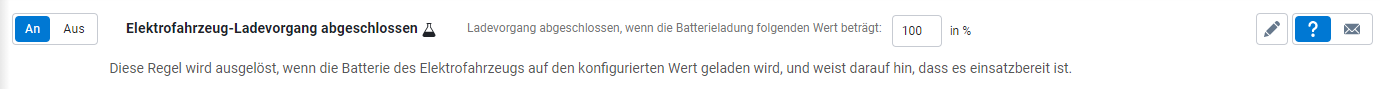 Elektrofahrzeug-Ladevorgang abgeschlossen