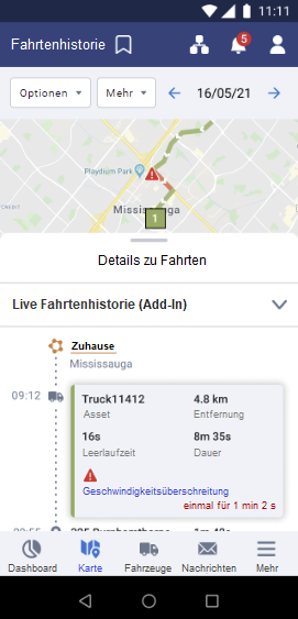 Neues Layout der mobilen Karte (Funktionsvorschau)