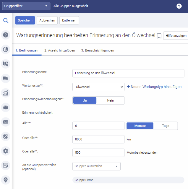 Neue Funktion: Wartungserinnerungen an die Gruppen verteilen