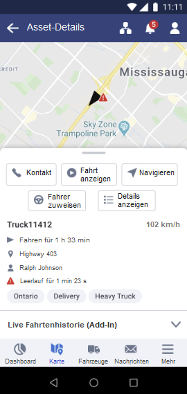 Neues Layout der mobilen Karte (Funktionsvorschau)