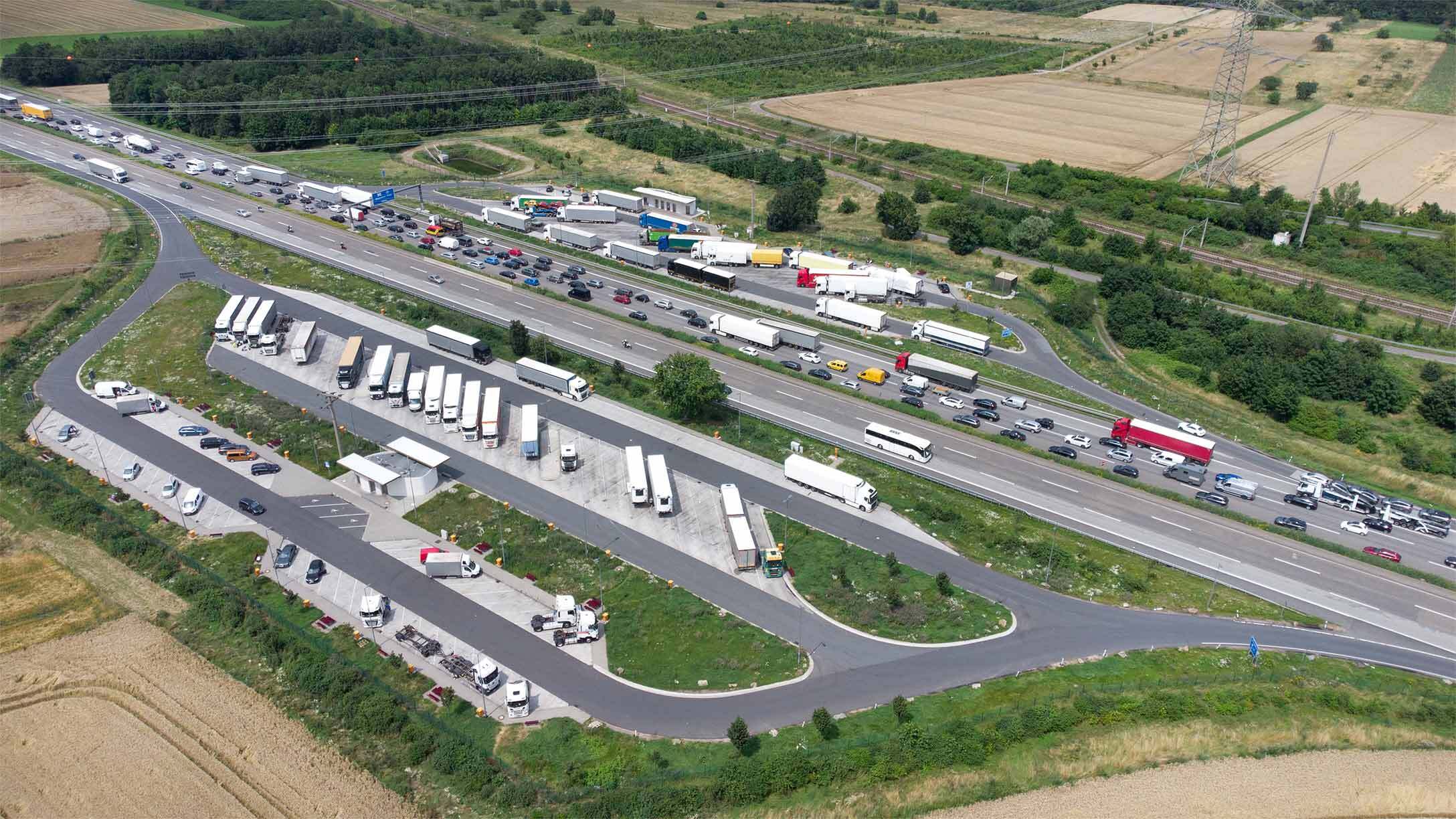 truck parking area seen from above
