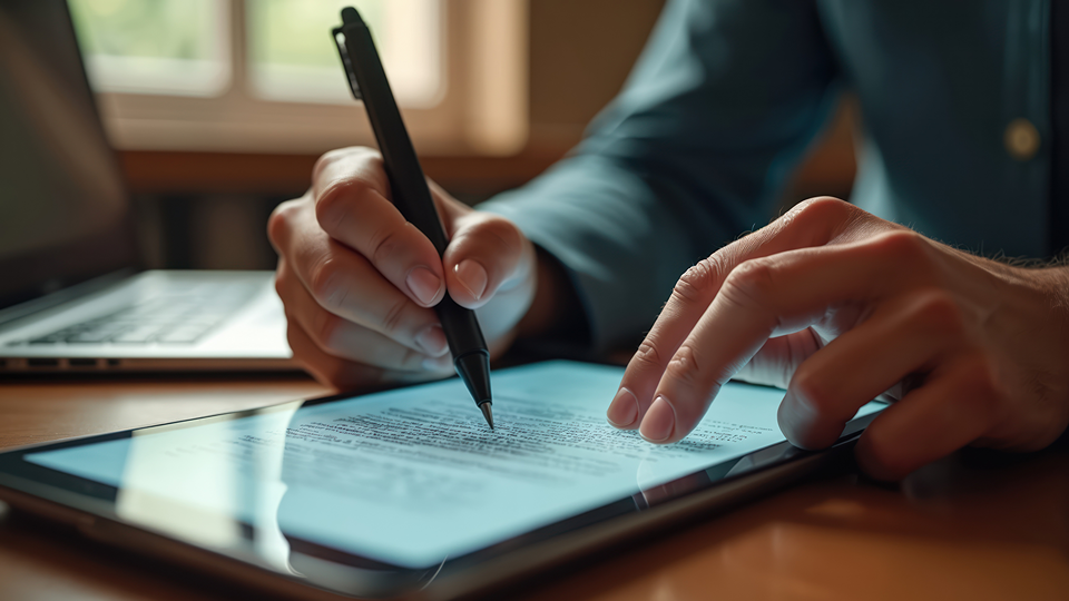 immagine di una persona che scrive su un tablet