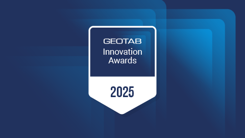 imagem com fundo azul com logo do premio GEOTAB inovacao 2025