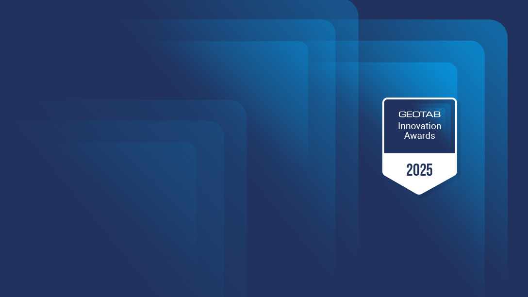 imagem com  fundo azul com logo do premio GEOTAB inovacao 2025