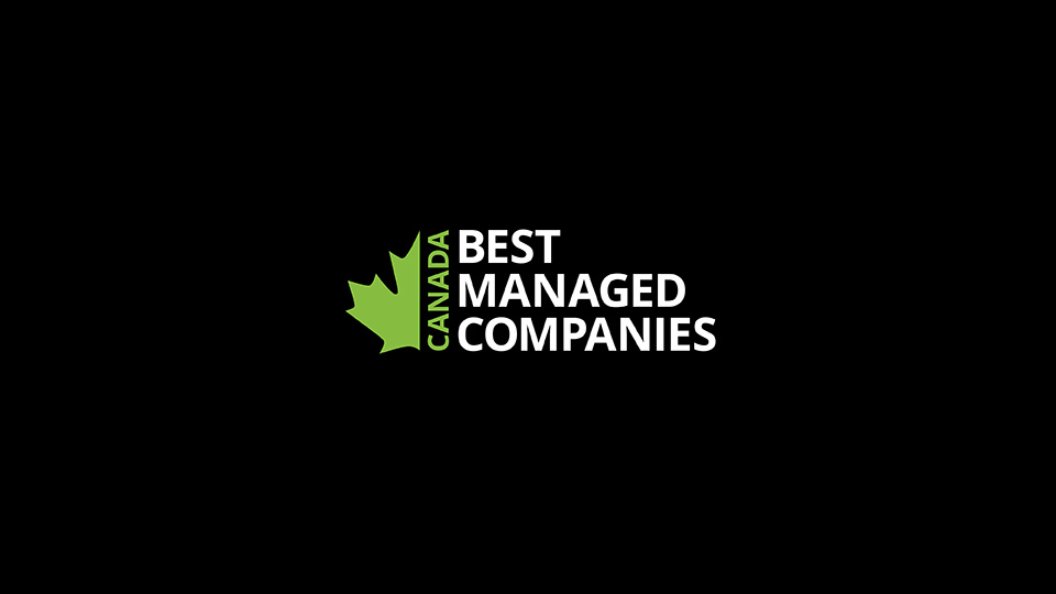 Best managed logo on a black background