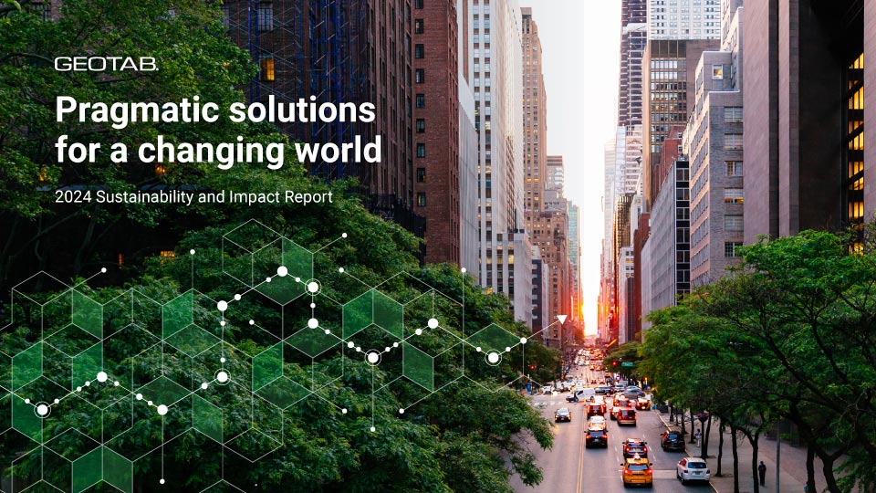 Sustainability Report Cover with cars driving on a road